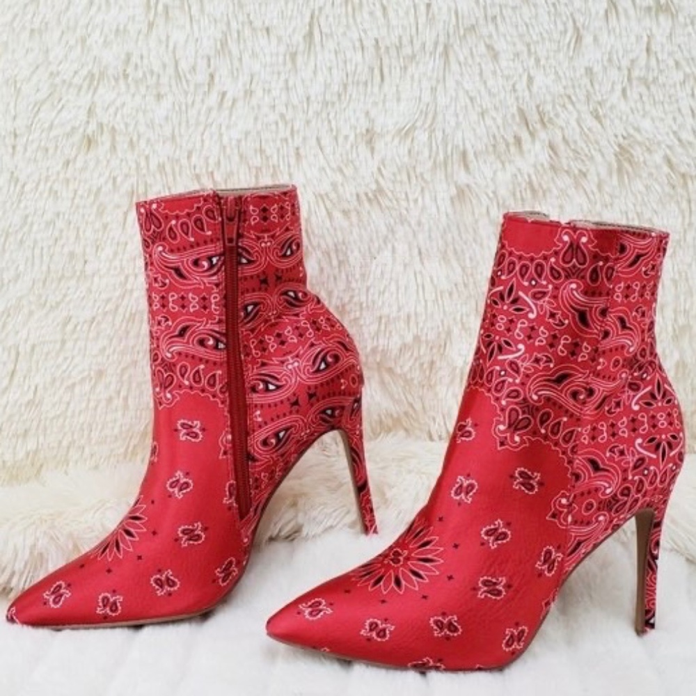 * Mata Red Bandana 4" High Ankle Bootie